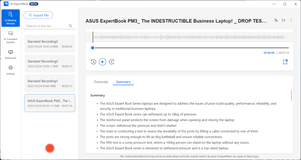 AI ExpertMeet ASUS ExpertBook P1